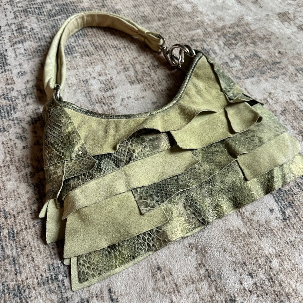 Pietro Alessandro Leather Suede
Tiered Shoulder‎ Bag Purse
Lime Green Snake Skin - Picture 2 of 11